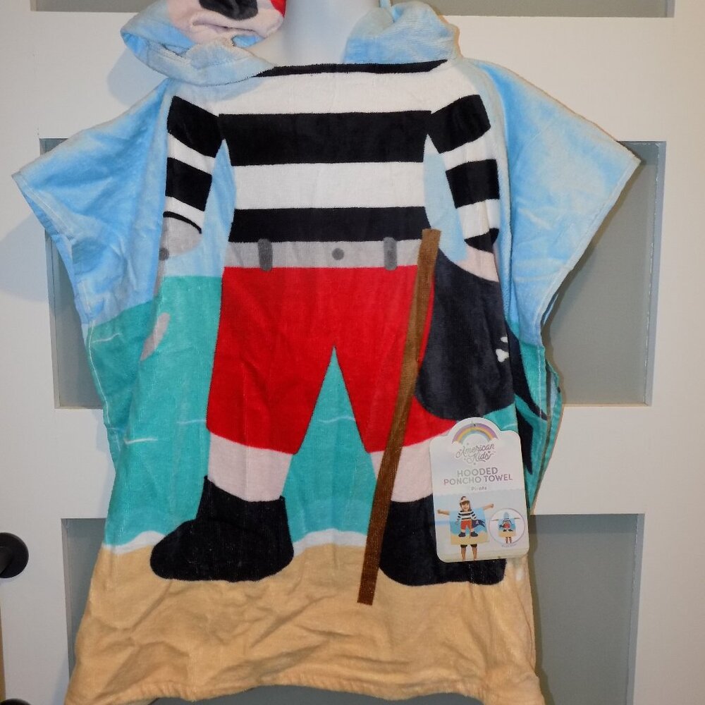 American Kids Pirate Hooded Poncho Towel 24 INCHES X 48 INCHES Youth NEW